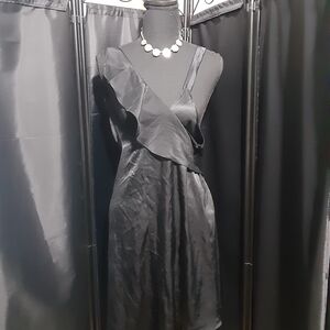 Consuelo One Shoulder Black Dress Silk Satin Sexy Women's Size M Party